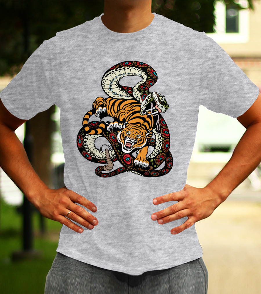 Tiger And Snake Fierce Battle T-Shirt