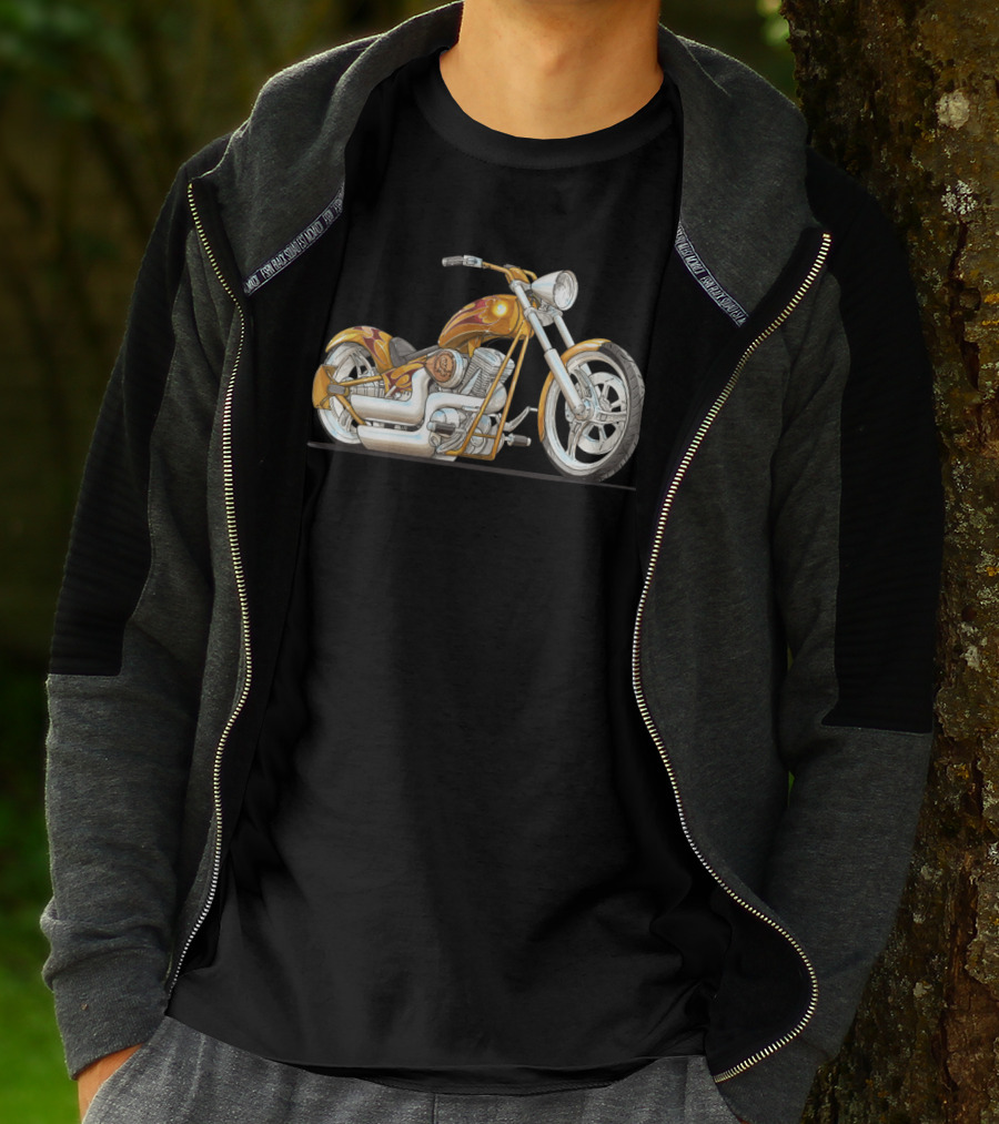 Best Motorcycle Custom Chopper Fiery Chrome T-Shirt