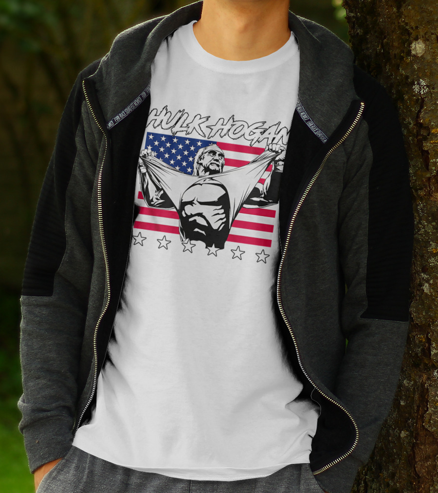 Hulk Hogan American Flag Stars Iconic Pose T-Shirt