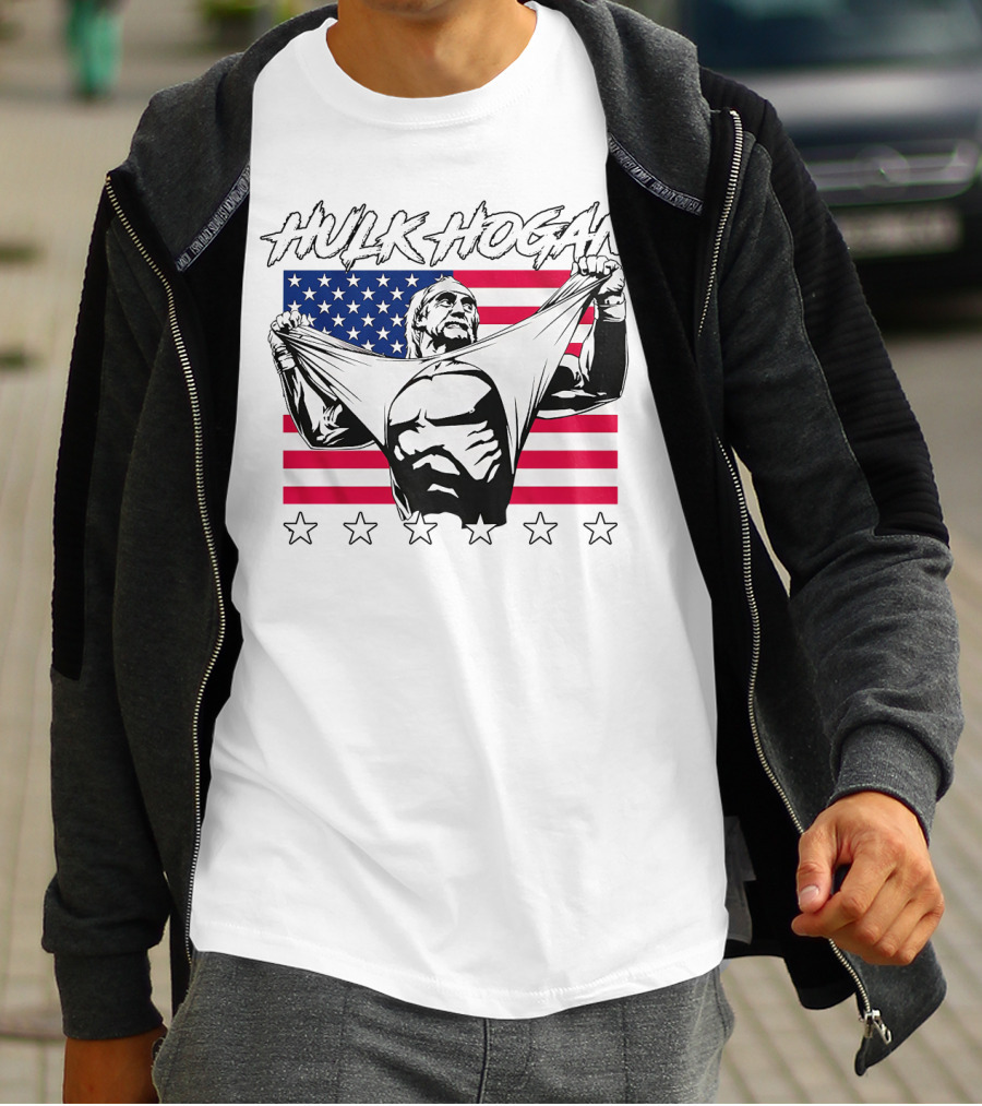 Hulk Hogan American Flag Stars Iconic Pose T-Shirt