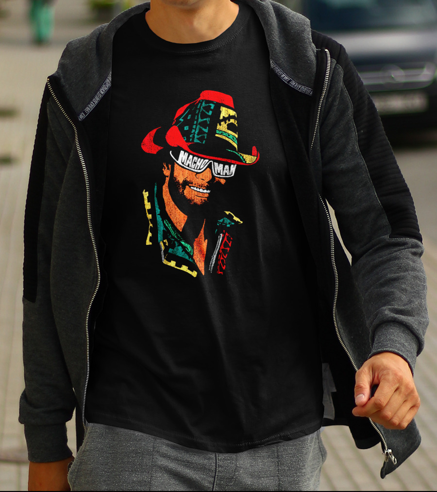 Macho Man Retro Style Cowboy Hat And Sunglasses T-Shirt