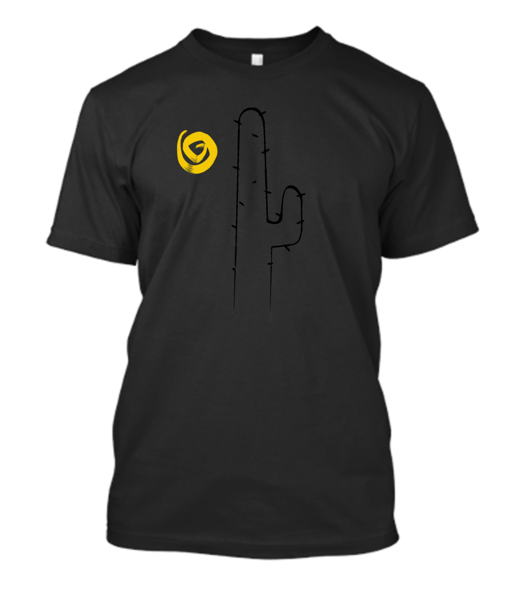 Cactus With Bright Yellow Sun In Desert Scene T-Shirt