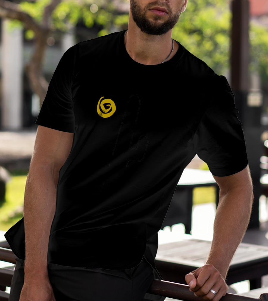 Cactus With Bright Yellow Sun In Desert Scene T-Shirt
