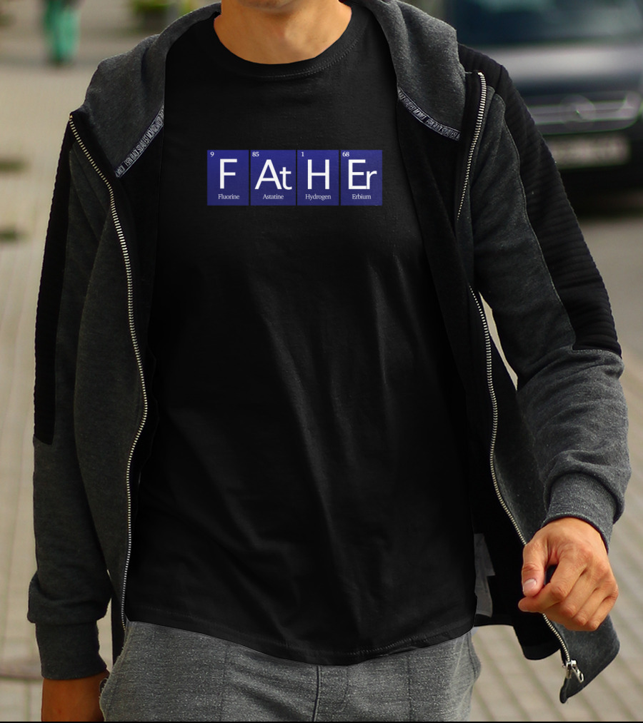 Father Periodic Table Elements Fluorine Astatine Hydrogen Erbium Navy Blue T-Shirt