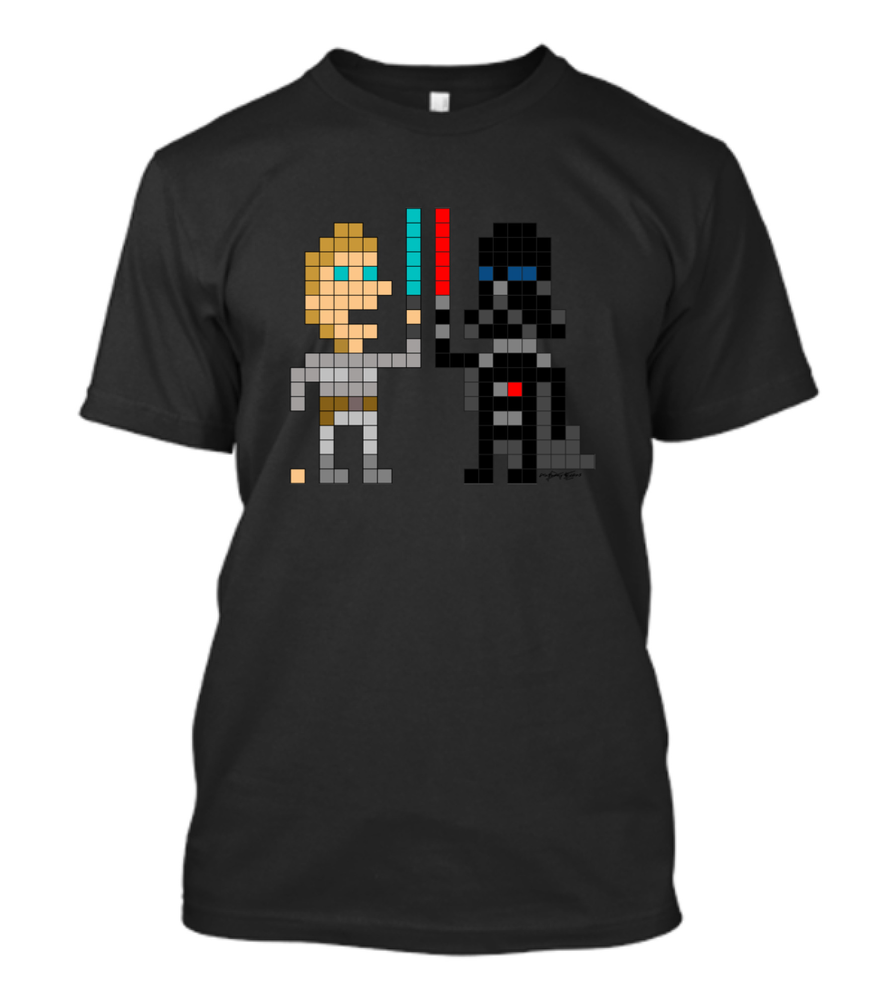 Pixel Art Son Vs Father Lightsabers Iconic Battle 8-Bit T-Shirt