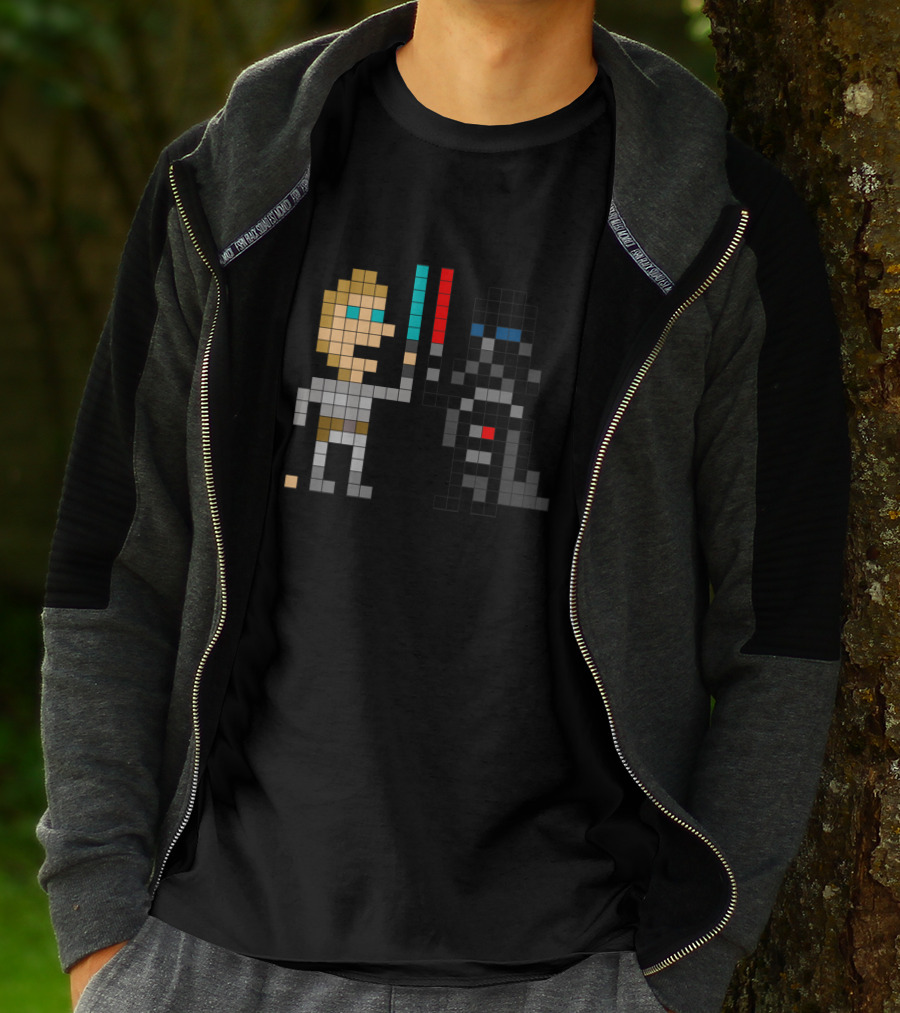 Pixel Art Son Vs Father Lightsabers Iconic Battle 8-Bit T-Shirt