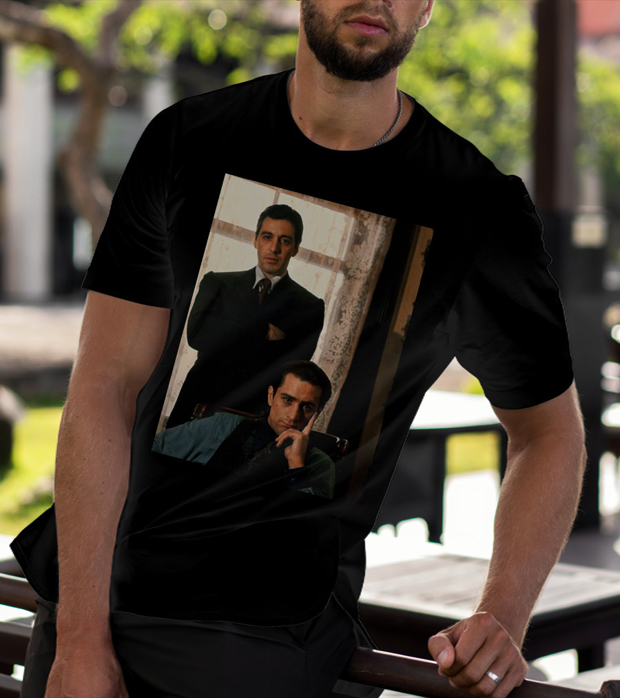 Iconic Scenes From The Godfather Film With Characters In Classic Suits T-Shirt