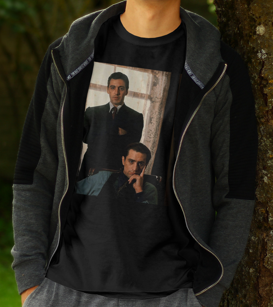 Iconic Scenes From The Godfather Film With Characters In Classic Suits T-Shirt