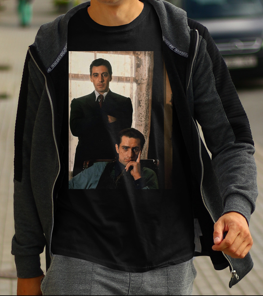 Iconic Scenes From The Godfather Film With Characters In Classic Suits T-Shirt
