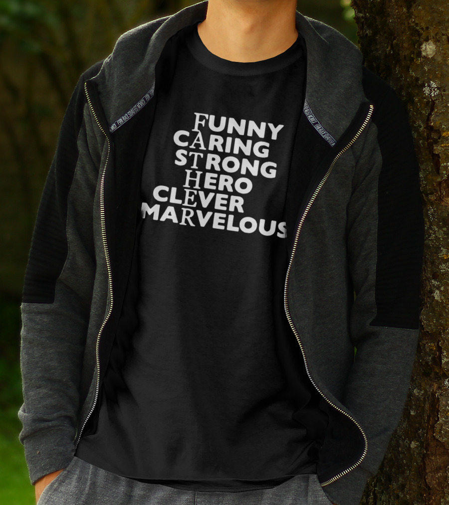 Funny Caring Strong Hero Clever Marvelous Fathers Scrabble T-Shirt