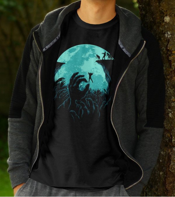 Sky Fall Moonlit Plunge Into Zombie Abyss T-Shirt