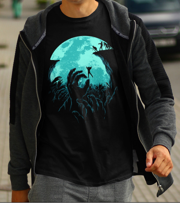 Sky Fall Moonlit Plunge Into Zombie Abyss T-Shirt