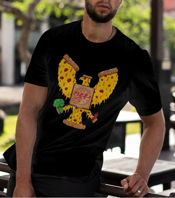 United States Of Pizza Eagle Emblem With Cheese, Pepperoni, Broccoli, And Peppers T-Shirt