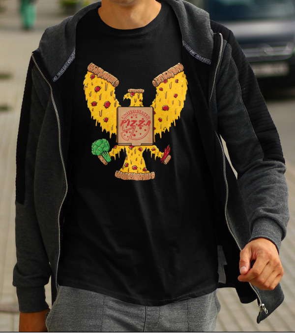 United States Of Pizza Eagle Emblem With Cheese, Pepperoni, Broccoli, And Peppers T-Shirt