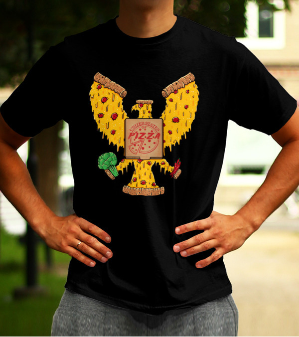 United States Of Pizza Eagle Emblem With Cheese, Pepperoni, Broccoli, And Peppers T-Shirt