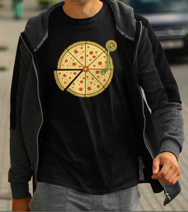 Pizza Turntable Vinyl Record Fusion T-Shirt