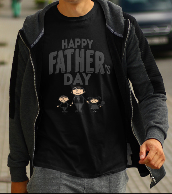 Happy Father's Day Best Dad With Kids Drawing T-Shirt