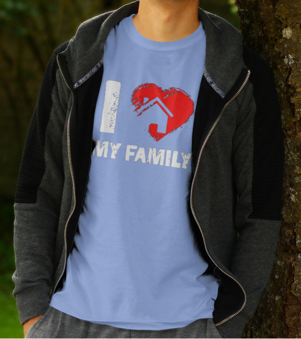 I Heart My Family With Mother Father House T-Shirt