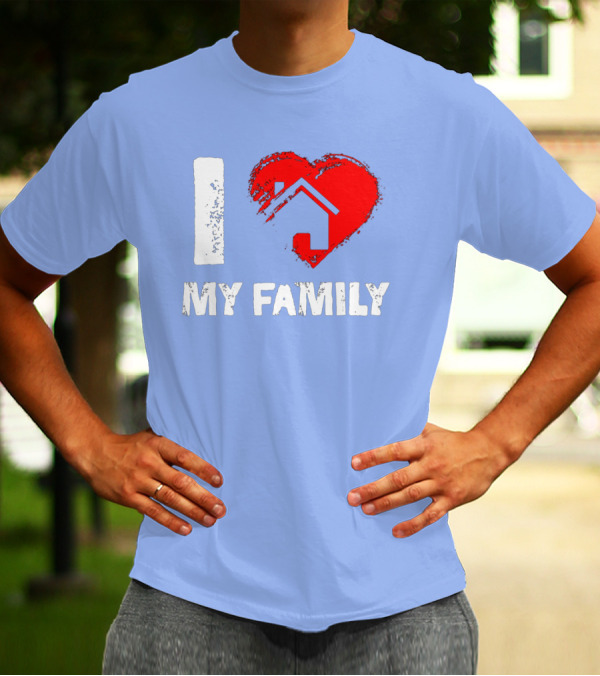 I Heart My Family With Mother Father House T-Shirt