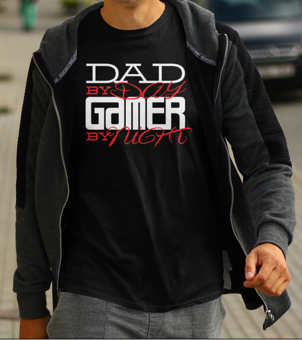 Dad By Day Gamer By Night Video Game Player Father T-Shirt