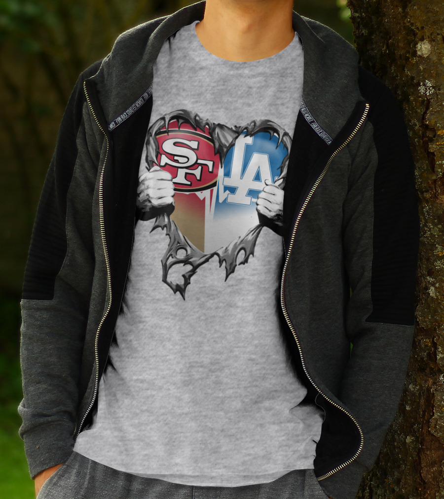 Sf La Heart Rivalry Baseball Fan Passion T-Shirt