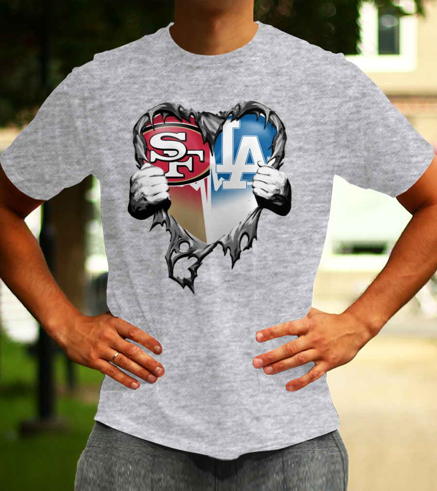 Sf La Heart Rivalry Baseball Fan Passion T-Shirt