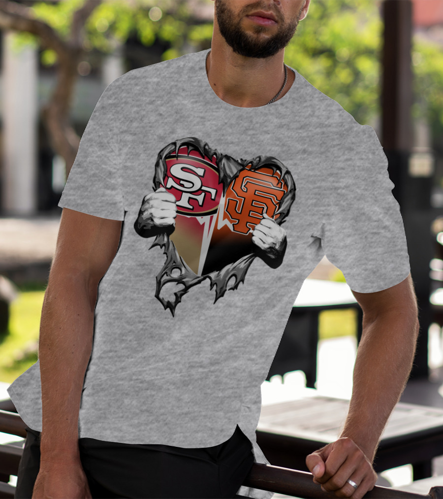 Sf Giants Sf 49ers Split Heart T-Shirt