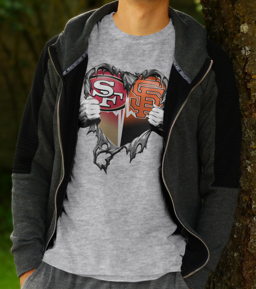 Sf Giants Sf 49ers Split Heart T-Shirt
