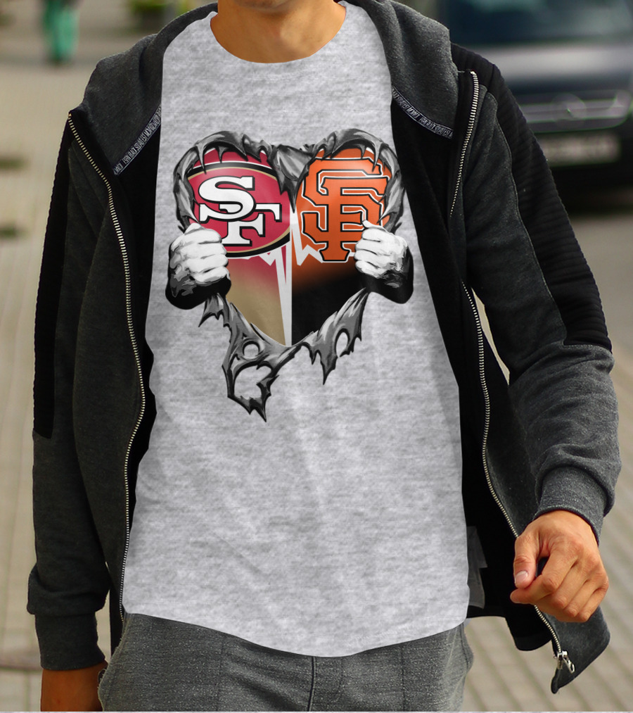Sf Giants Sf 49ers Split Heart T-Shirt