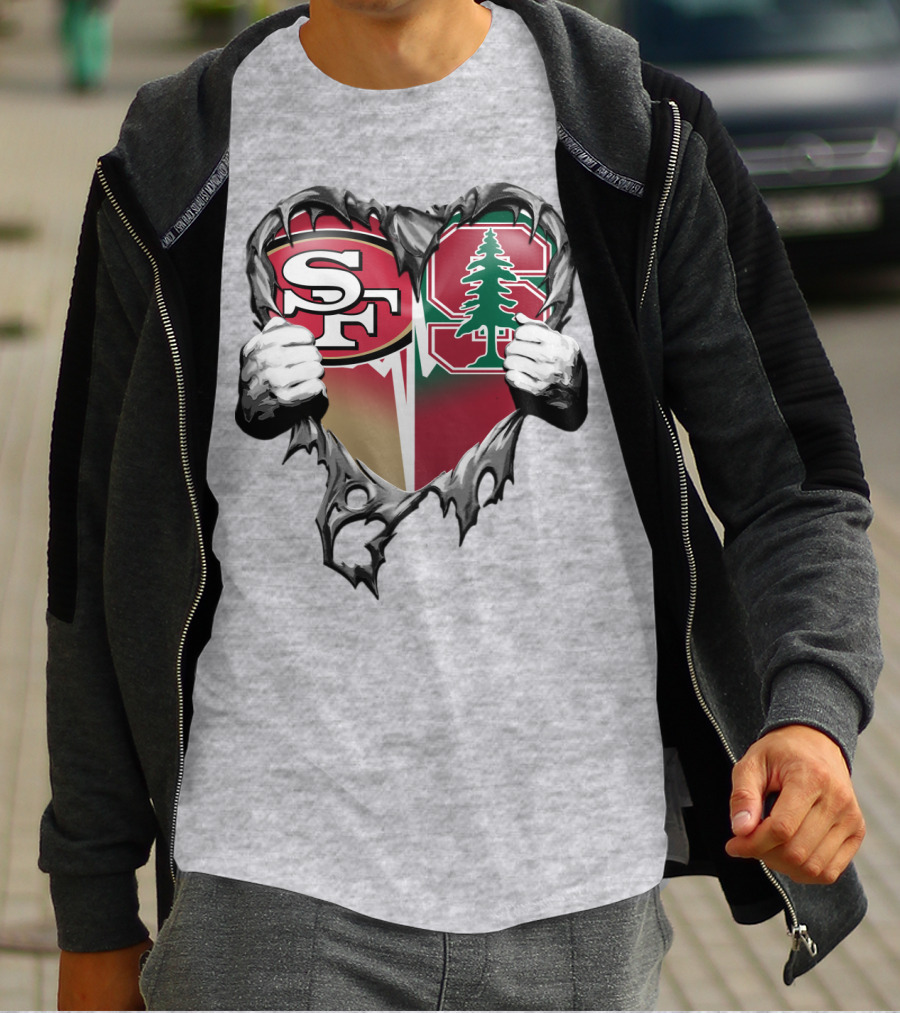 San Francisco 49ers And Stanford Cardinal Heart T-Shirt