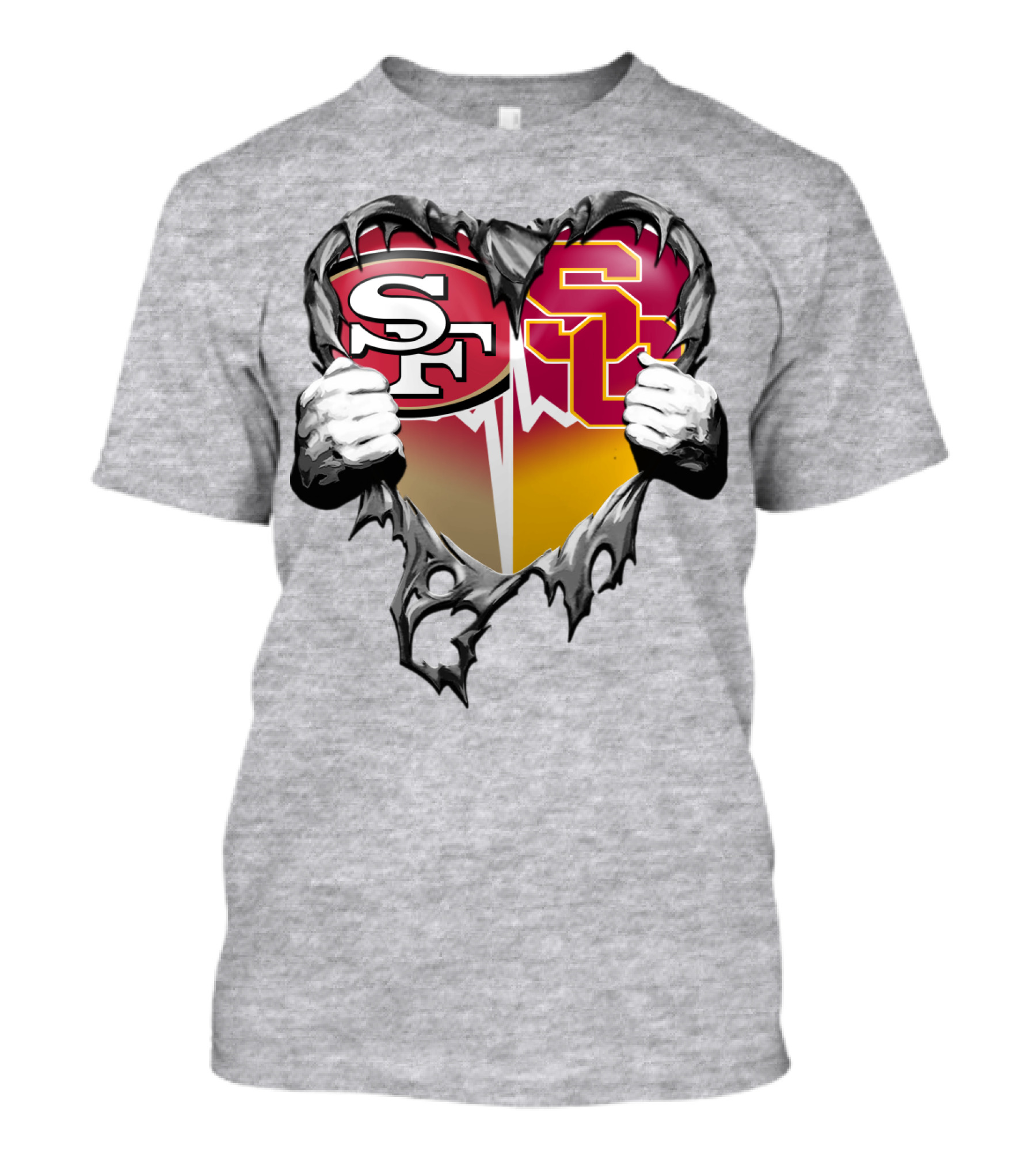 Sf Heart With Usc Trojans And San Francisco Theme T-Shirt