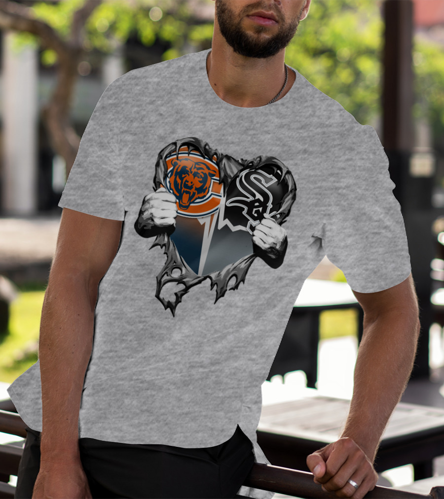 Chicago Bears And Chicago White Sox Heart Logo Xatt009 T-Shirt