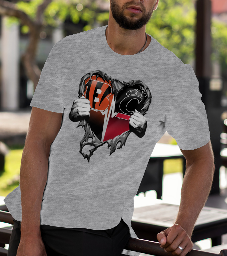Bengals Bearcats Heartbeat Bengals Logo Bearcat Paw Cincinnati T-Shirt