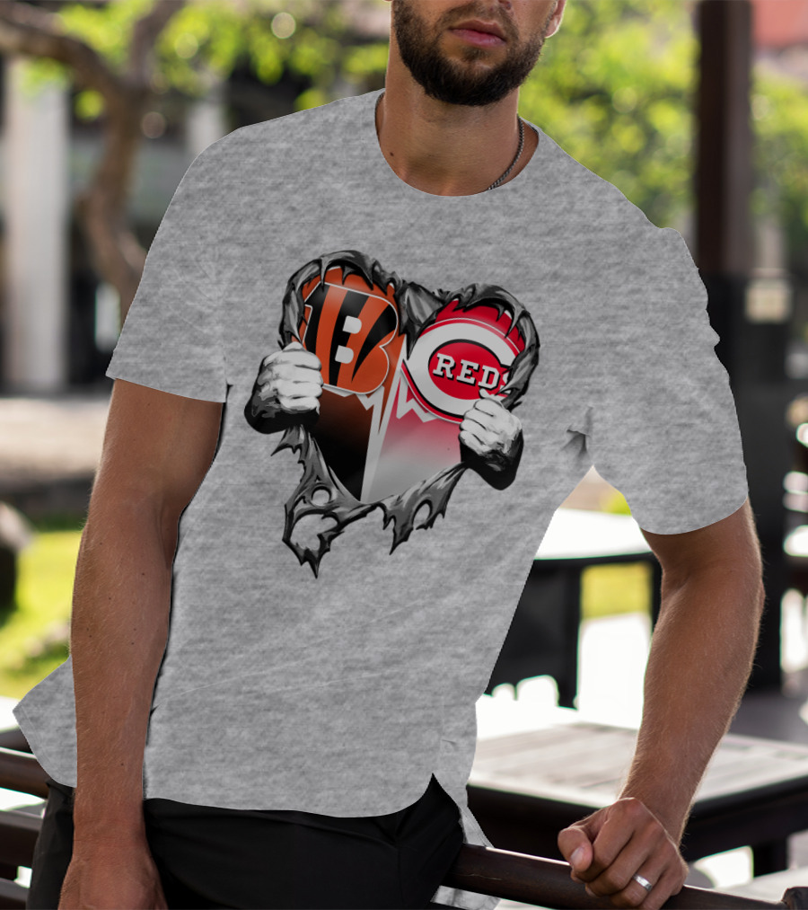 Cincinnati Bengals And Reds Heart T-Shirt