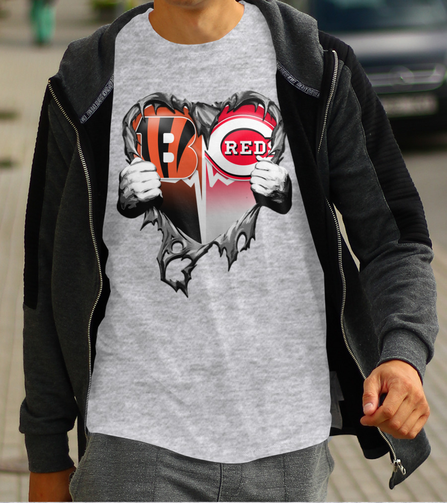 Cincinnati Bengals And Reds Heart T-Shirt