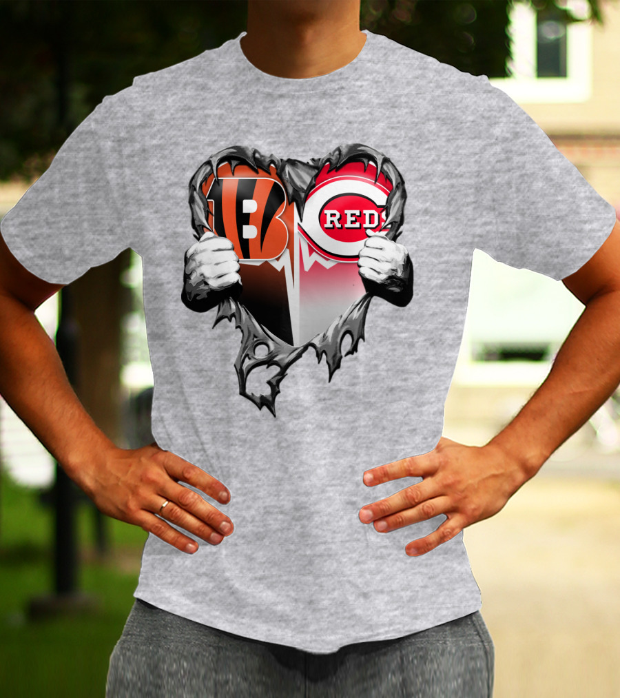 Cincinnati Bengals And Reds Heart T-Shirt