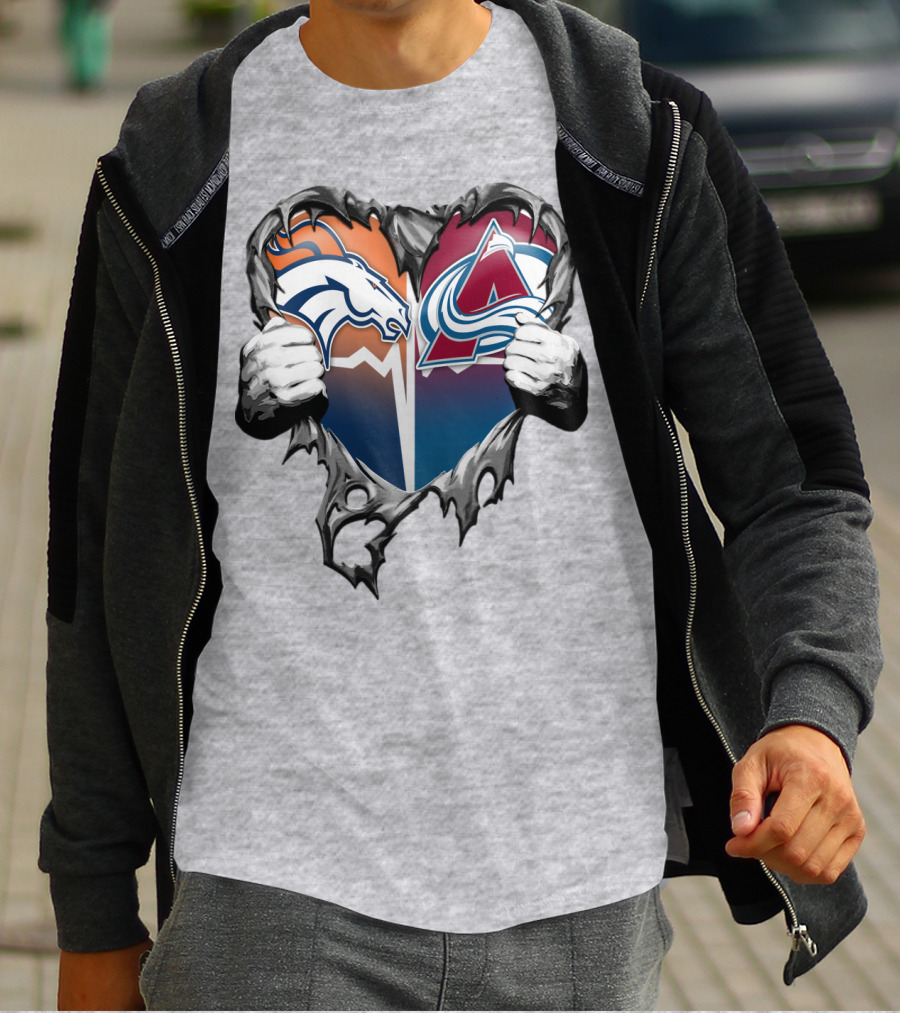 Broncos Avalanche Rip Heart T-Shirt