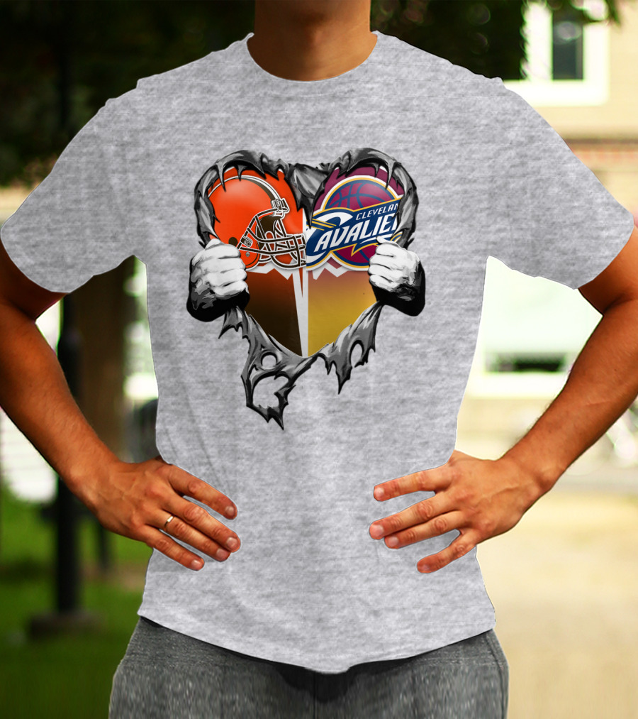Cleveland Cavaliers Browns Heart Combination T-Shirt