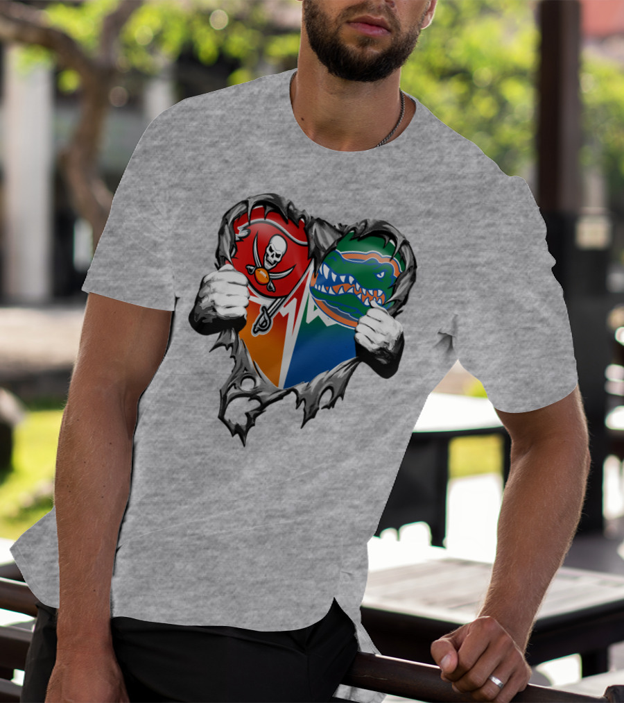 Tampa Bay Buccaneers Florida Gators Torn Heart T-Shirt