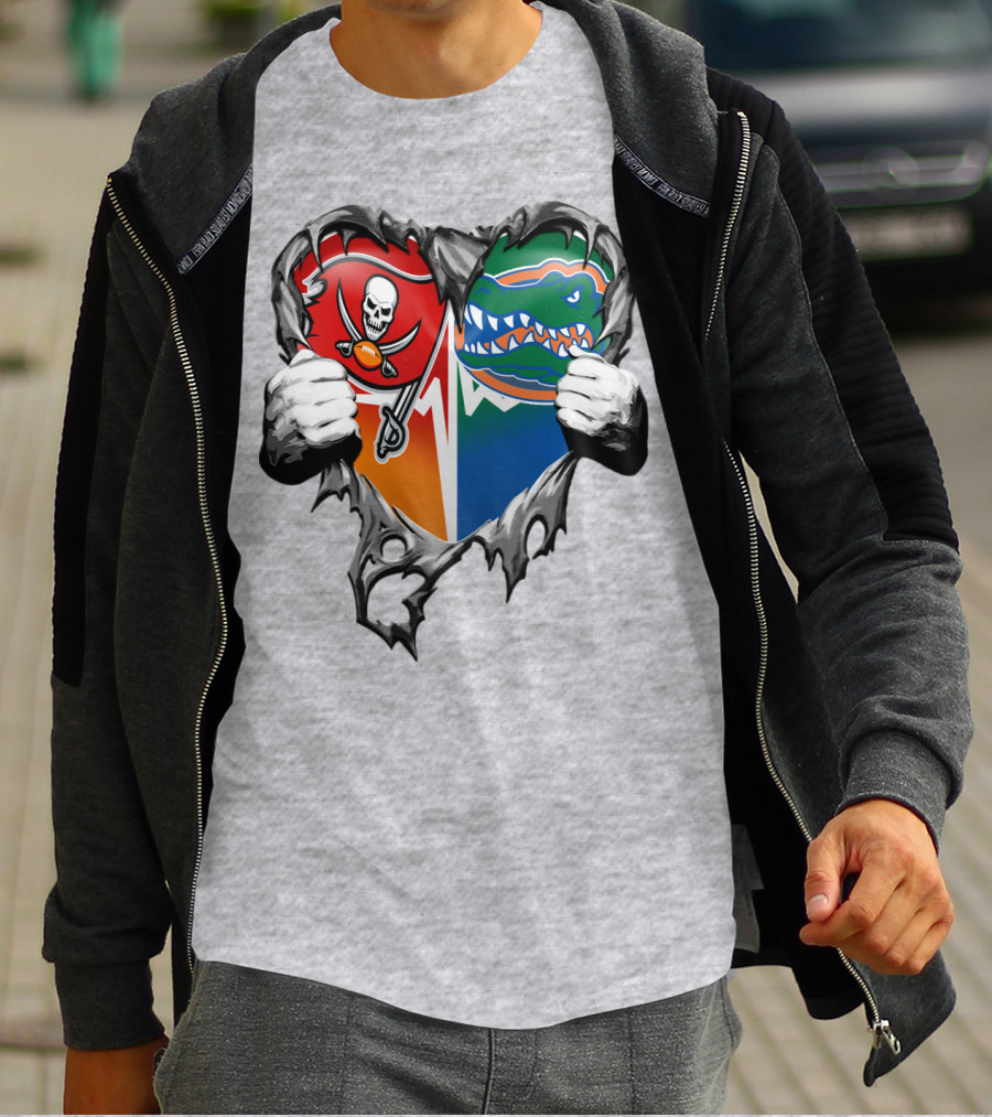 Tampa Bay Buccaneers Florida Gators Torn Heart T-Shirt