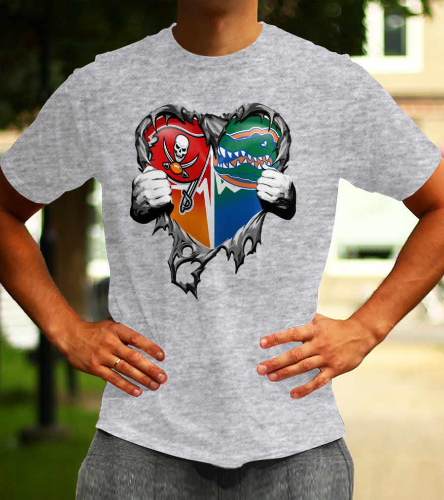 Tampa Bay Buccaneers Florida Gators Torn Heart T-Shirt