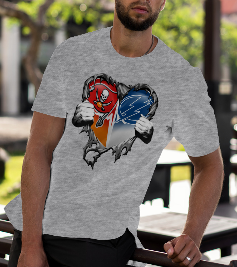 Tampa Bay Buccaneers And Tampa Bay Lightning Heart T-Shirt