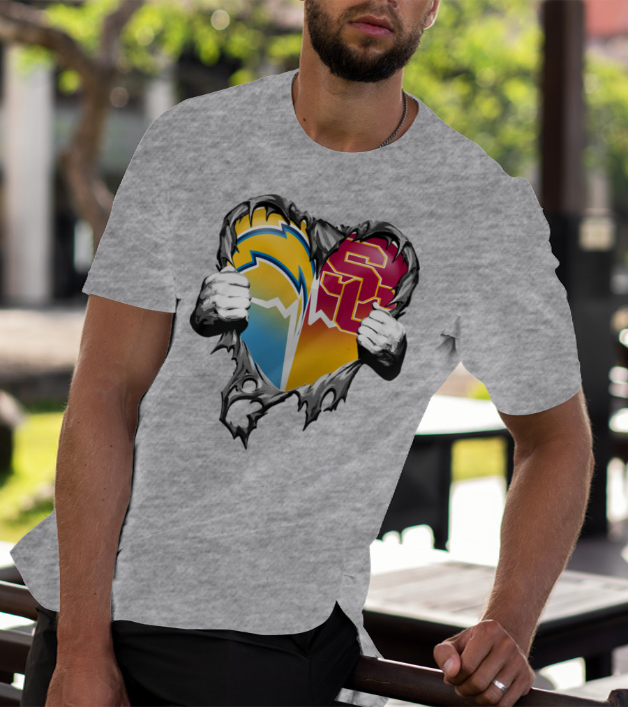 Chargers Usc Heart Logo Split T-Shirt