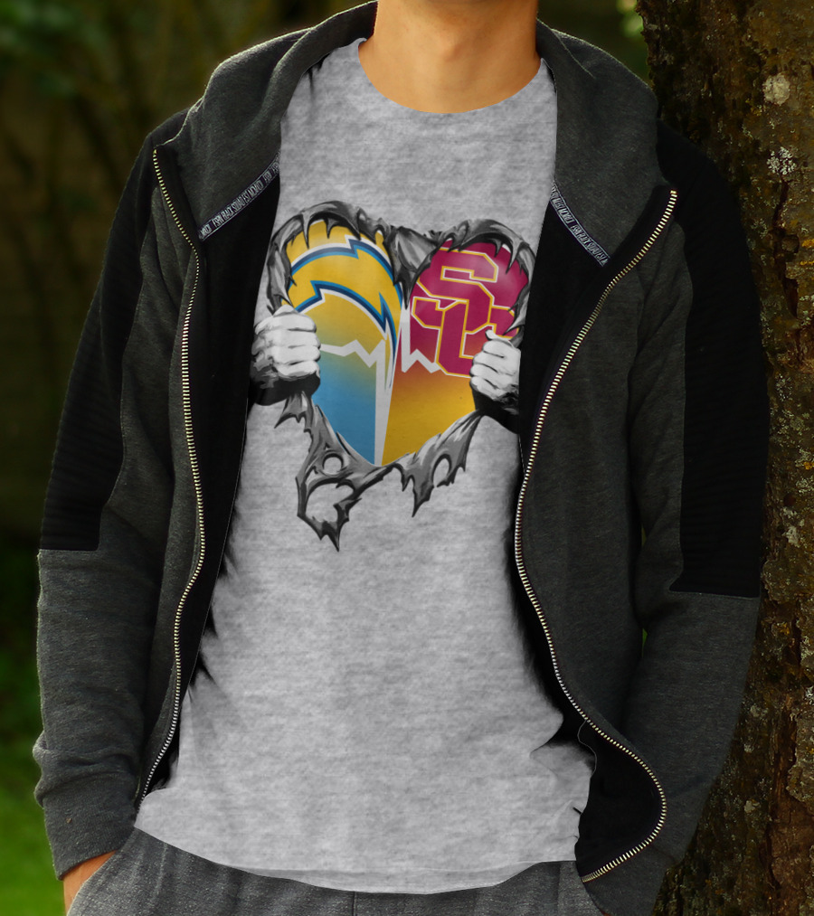 Chargers Usc Heart Logo Split T-Shirt