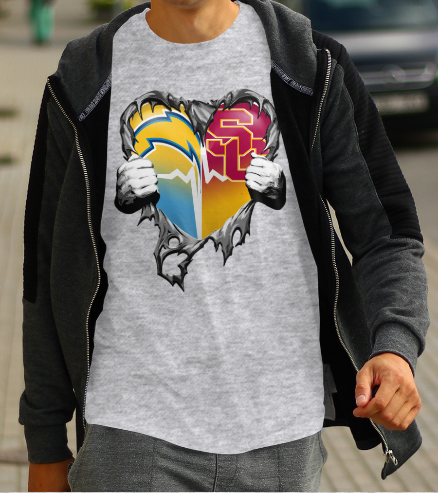 Chargers Usc Heart Logo Split T-Shirt