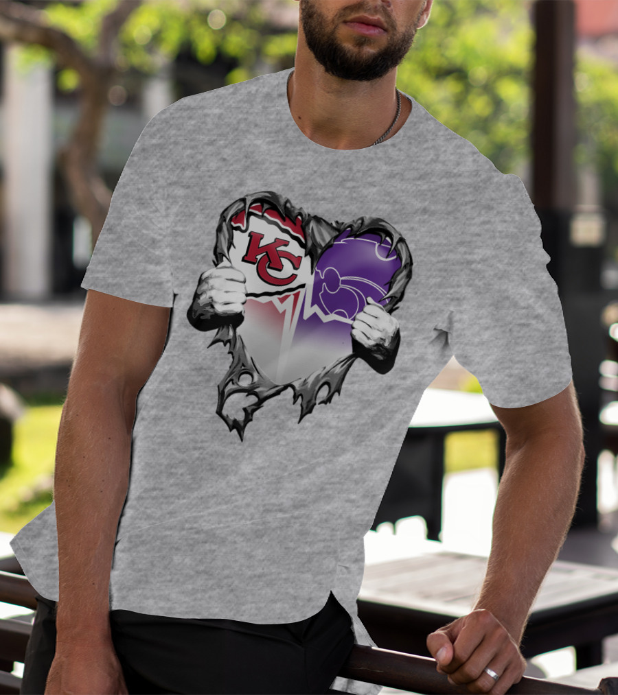 Kansas City Chiefs And Kansas State Wildcats Heart T-Shirt