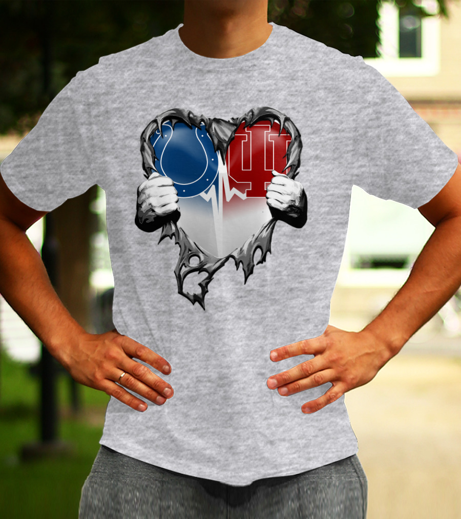 Colts Indiana Hoosiers Heart Torn Open T-Shirt