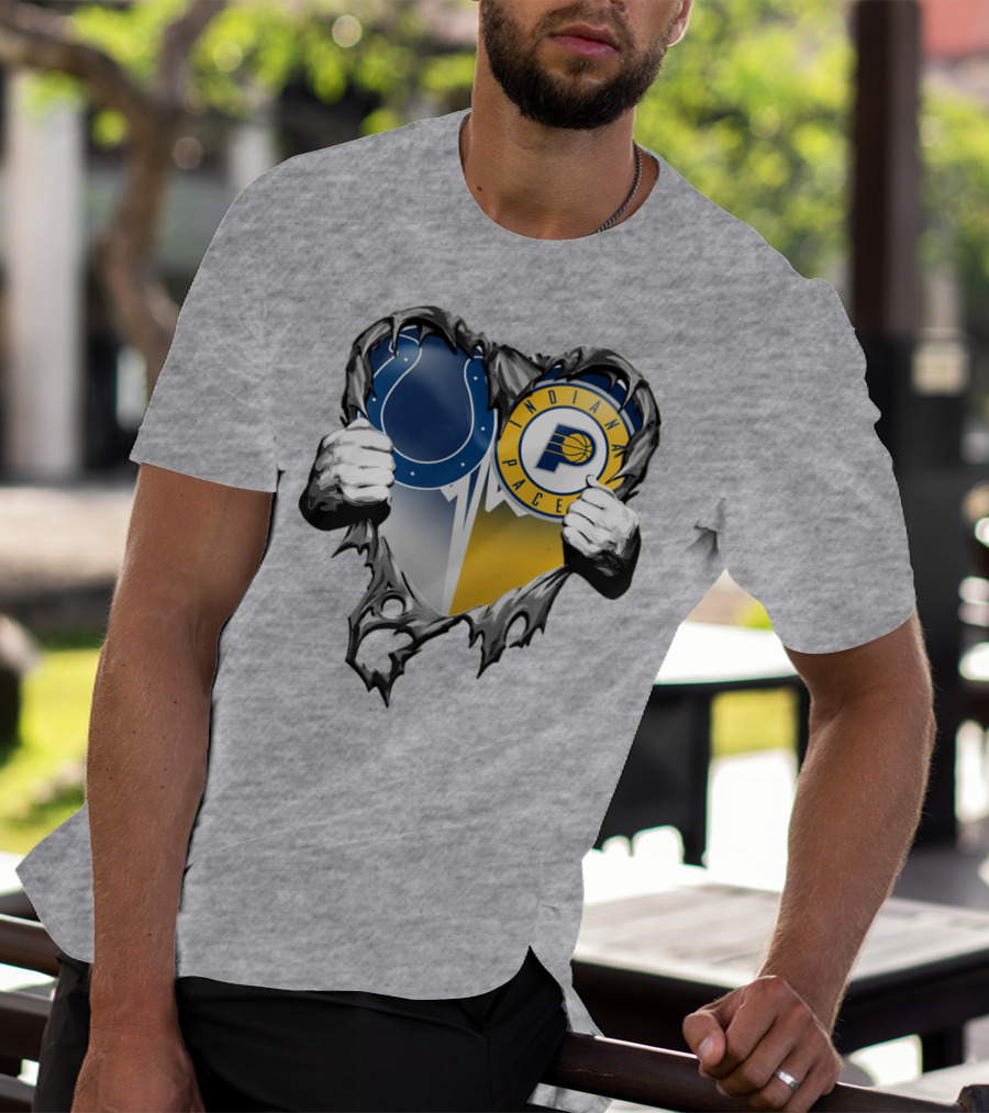 Indianapolis Colts Indiana Pacers Heart Rip T-Shirt