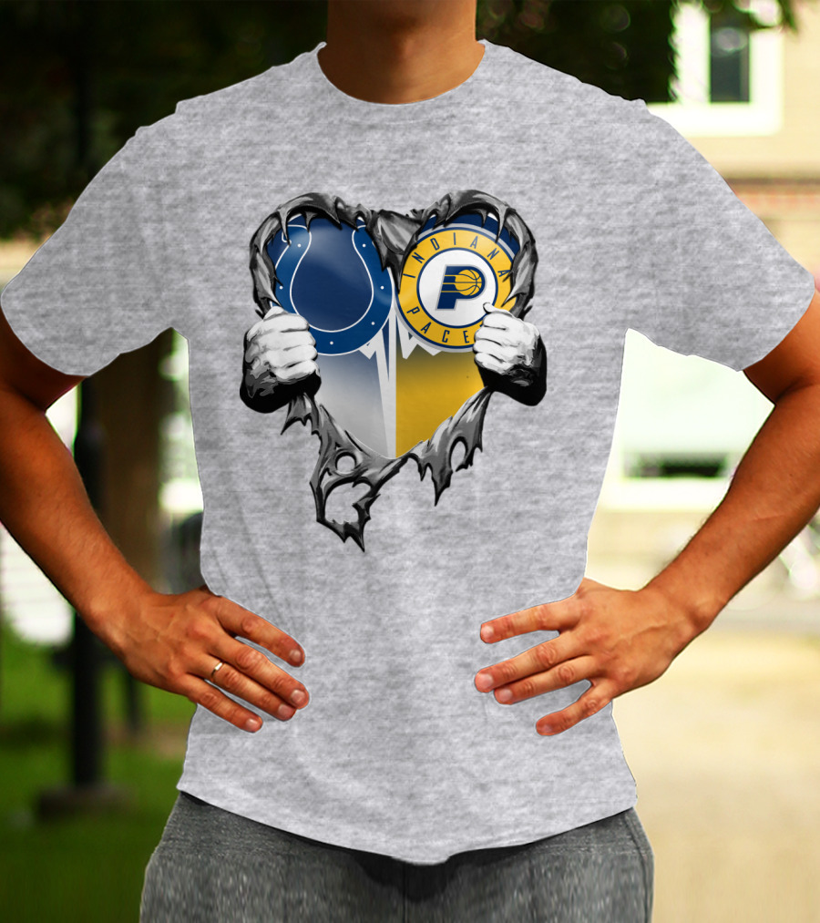 Indianapolis Colts Indiana Pacers Heart Rip T-Shirt