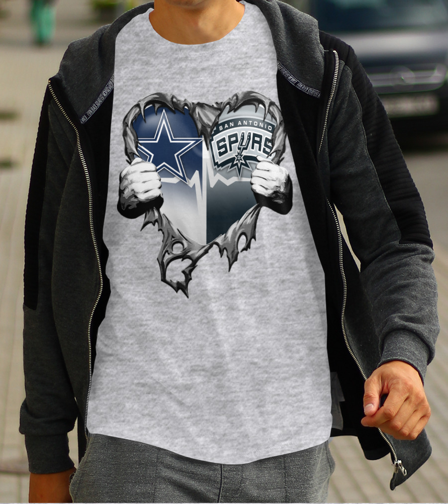 Dallas Cowboys San Antonio Spurs Heart T-Shirt